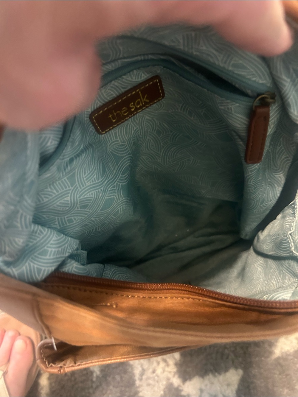 The Sak Embossed Leather Flap Backpack in Brown - Picture 4 of 8